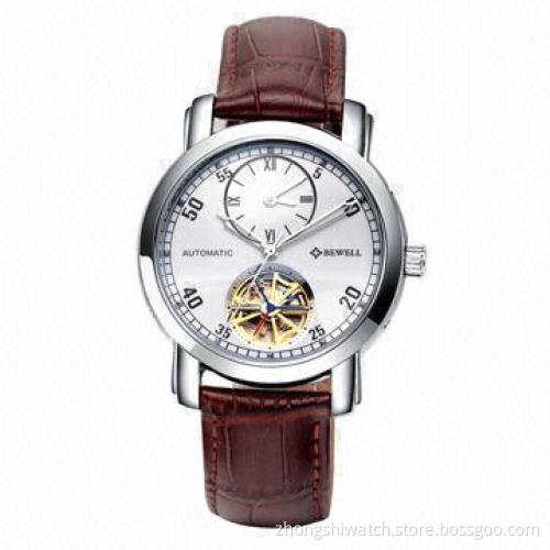 Jewels Black Men's Automatic Watch with SS Case, Genuine Leather Band, Customized Designs Welcomed